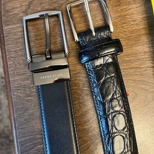 Set of 2 men’s leather belts in 45-46” size